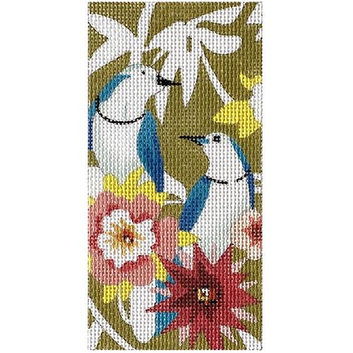 Blue/White Birds Single Side Eyeglass Case Painted Canvas Colors of Praise - 1