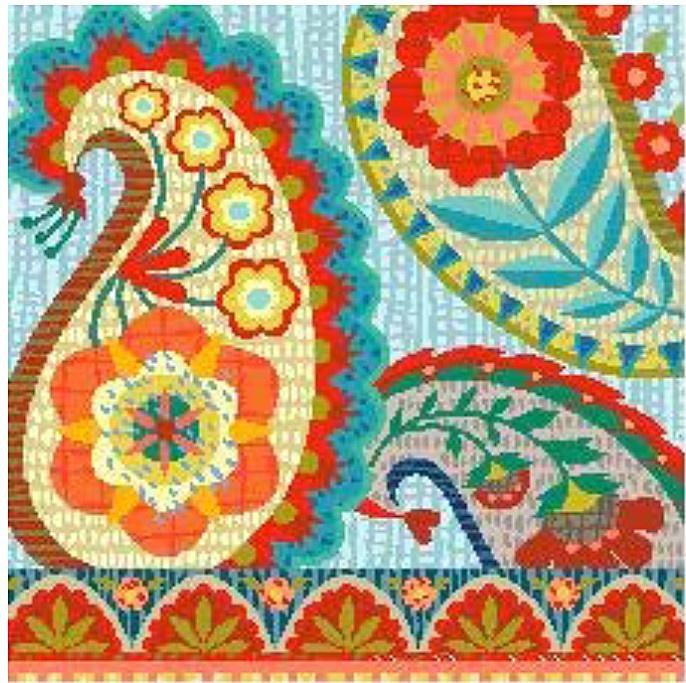 Bohemian Paisley Painted Canvas Birds of a Feather - 1
