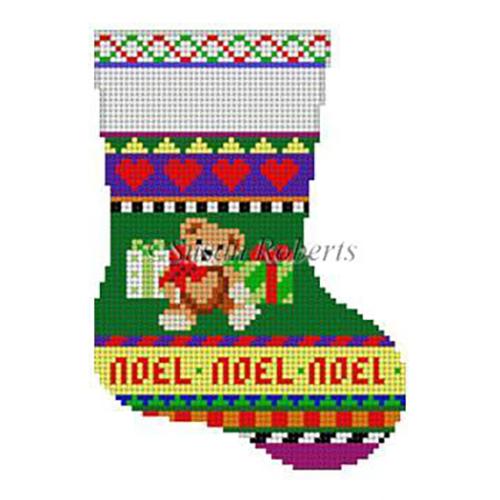 Bold Stripe Teddy Mini Sock Painted Canvas Susan Roberts Needlepoint Designs Inc. - 1