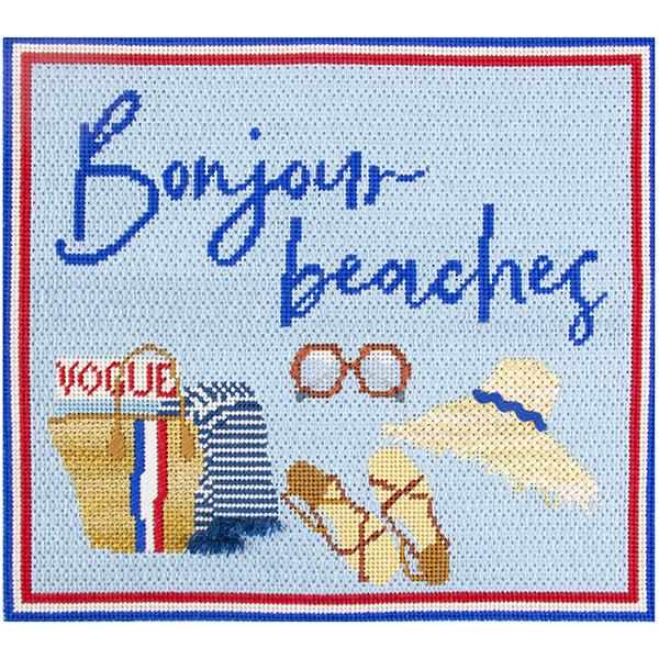 Bonjour Beaches Printed Canvas Needlepoint.Com