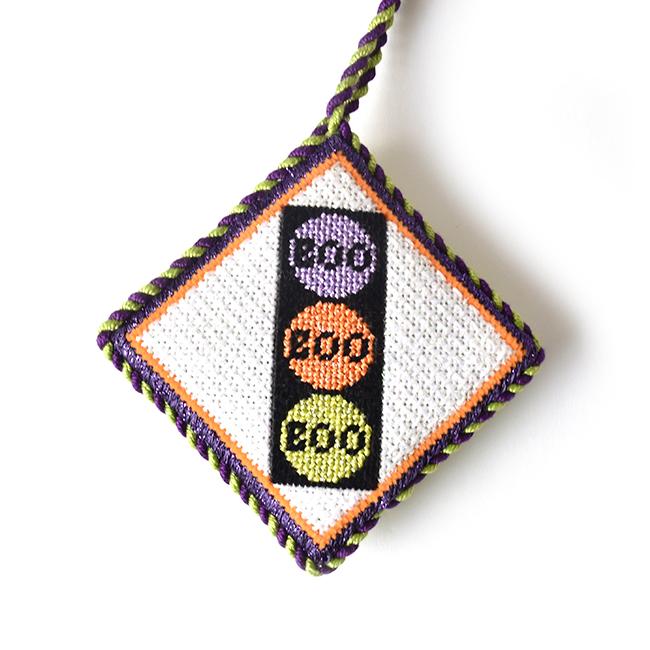 Boo, Boo, Boo Lights Ornament Painted Canvas Kimberly Ann Needlepoint