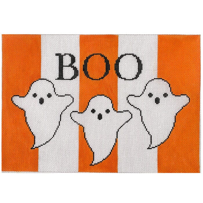 Boo Ghosts on Stripes Painted Canvas Kristine Kingston - 1