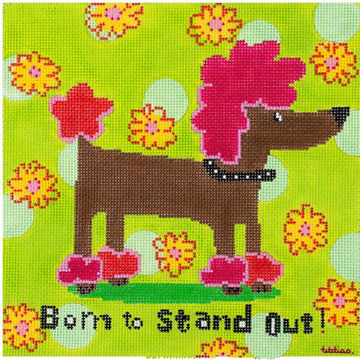 Born to Stand Out - Glamour Poodle on 13 Painted Canvas Tango and Chocolate