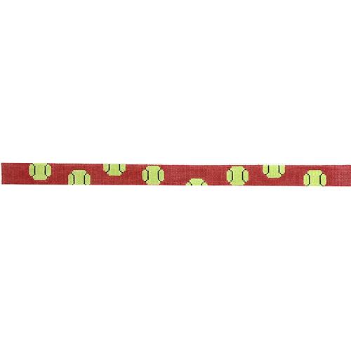 Bouncing Tennis Balls on Red Dog Collar Painted Canvas The Meredith Collection - 1
