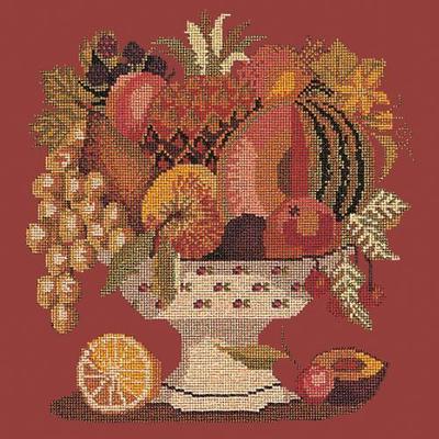 Bowl of Fruit Needlepoint Kit Kits Elizabeth Bradley Design Dark Red