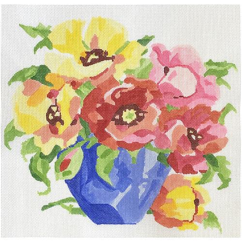 Bowl of Poppies Painted Canvas Jean Smith - 1