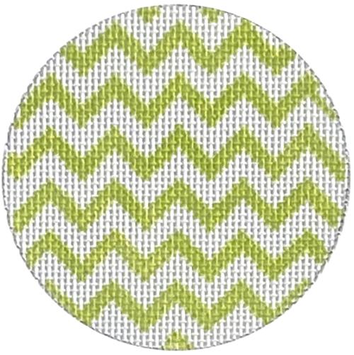 Bright Disk Letter - Lime and White Zigzag Painted Canvas Kate Dickerson Needlepoint Collections