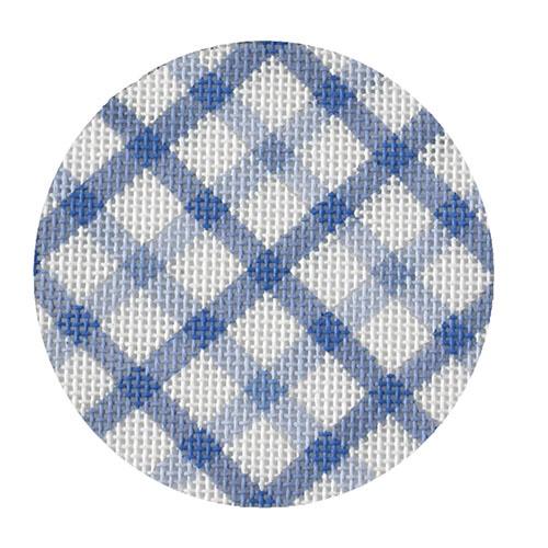 Bright Disk Letter Periwinkle Double Crisscross Gingham Painted Canvas Kate Dickerson Needlepoint Collections