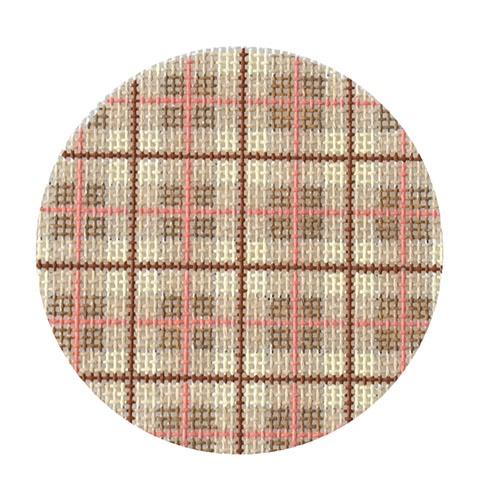 Bright Disk Letter Taupe & Nantucket Red Plaid Painted Canvas Kate Dickerson Needlepoint Collections - 1