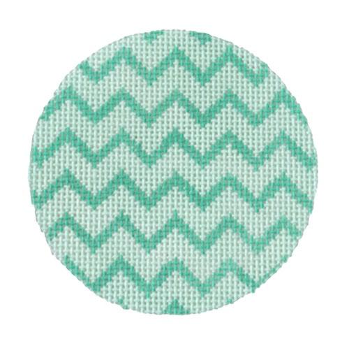 Bright Disk Letter Turquoise Zigzag Painted Canvas Kate Dickerson Needlepoint Collections - 1