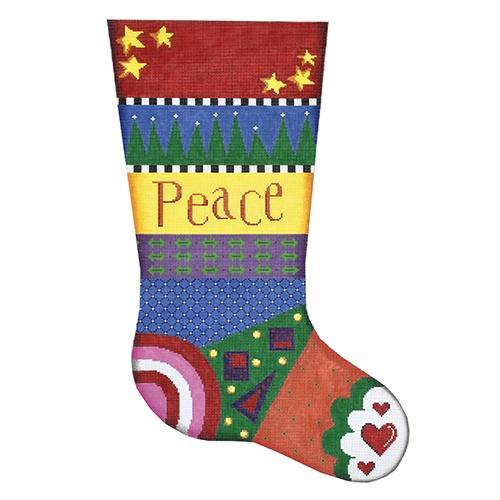 Bright Peace Stocking Painted Canvas Patti Mann - 1
