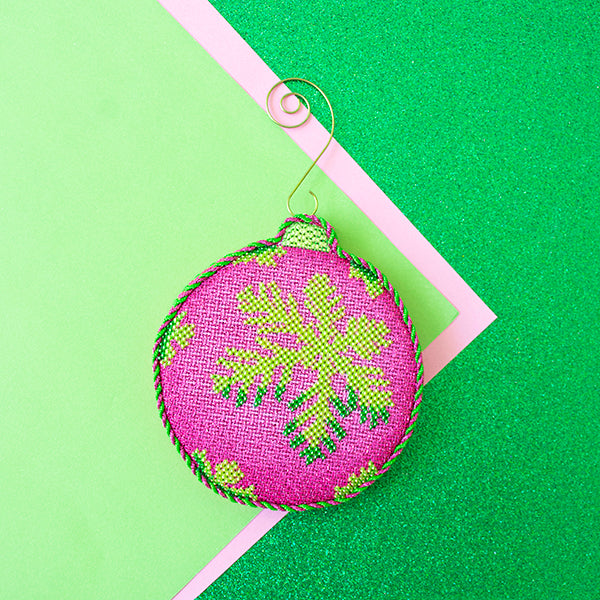 Brilliant Baubles - Pink & Green Snowflakes Kit Kits All About Stitching/The Collection Design