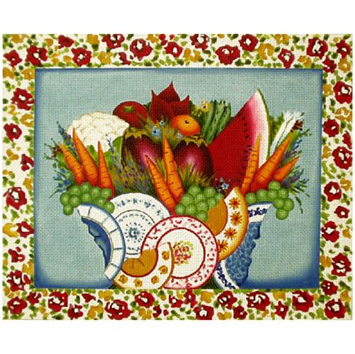 Broken Plate Bouquet Painted Canvas Melissa Shirley Designs - 1