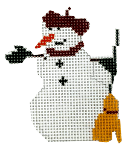 Broom Snowman Painted Canvas Pippin
