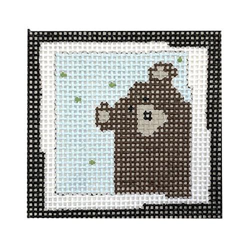 Brown Bear - Blue Painted Canvas Pippin