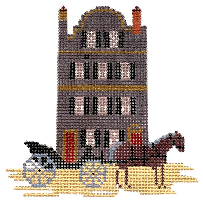 Brown House Painted Canvas Silver Needle