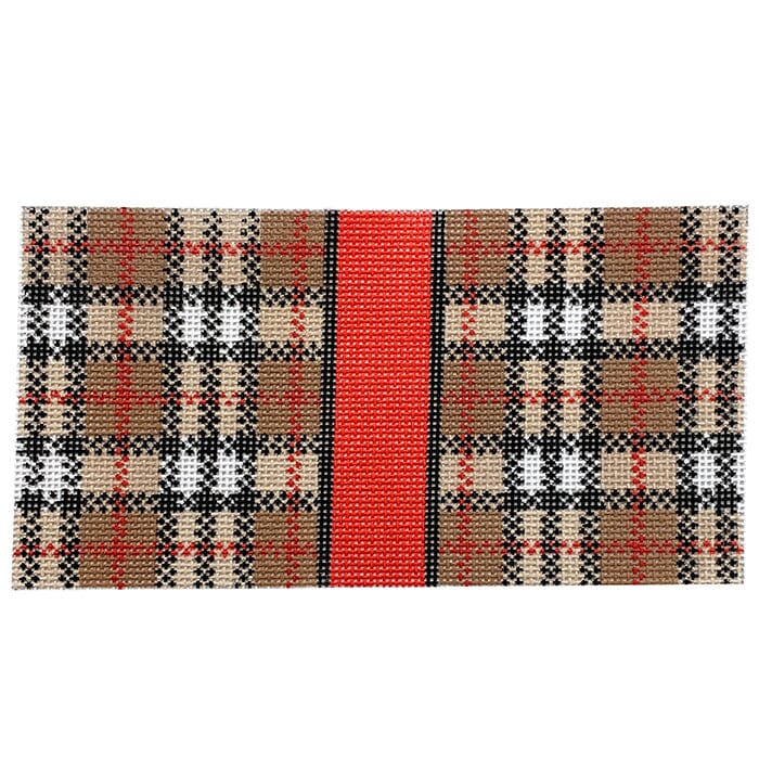 Brown Plaid Insert Painted Canvas Lauren Bloch Designs - 1