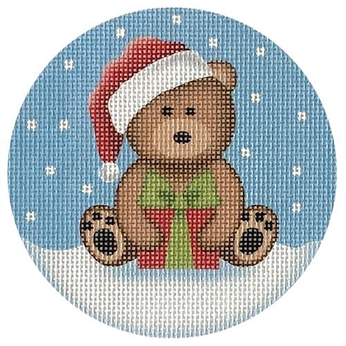 Brown Santa Bear with Present Painted Canvas Pepperberry Designs