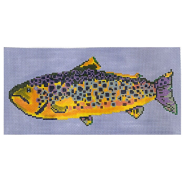 Brown Trout Profile Painted Canvas Needlepoint.Com - 1