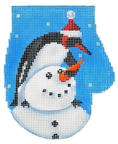 Building a Snowman Mitten Painted Canvas Scott Church Creative - 1