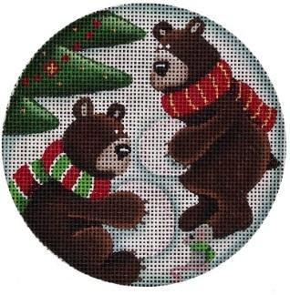 Building a Snowman Painted Canvas Rebecca Wood Designs - 1