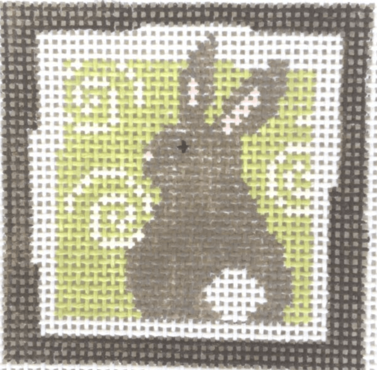 Bunny Green Swirls Background Painted Canvas Pippin