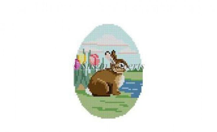 Bunny in Tulips Egg Painted Canvas Susan Roberts Needlepoint Designs, Inc. - 1