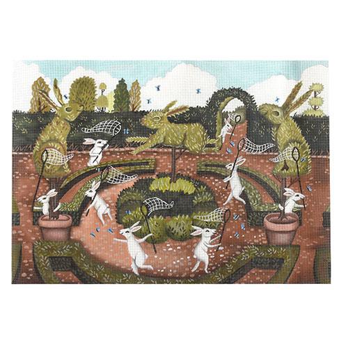 Bunny Topiary Garden Painted Canvas Melissa Shirley Designs - 1