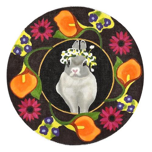 Bunny Wearing Crown Wreath Painted Canvas Melissa Prince Designs - 1