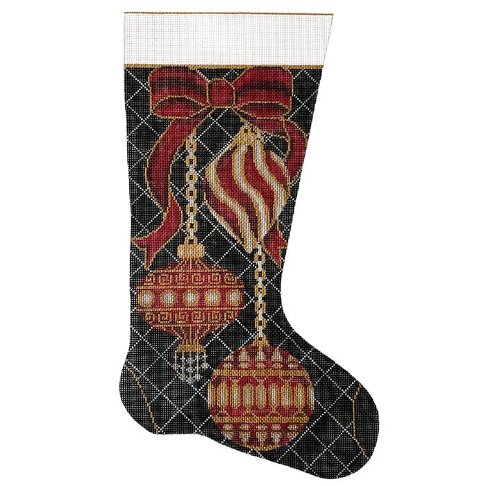 Burgundy Ornaments Christmas Painted Canvas Alice Peterson Company - 1