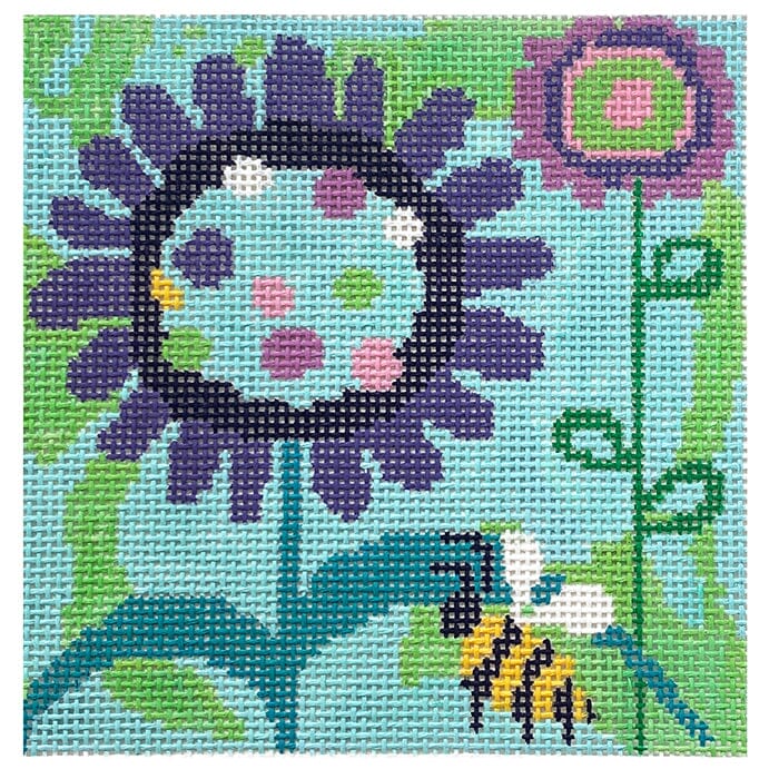 Busy Bee Floral Square Painted Canvas Birds of a Feather - 1