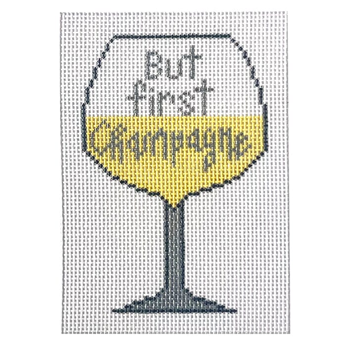 But First Champagne Painted Canvas A Poore Girl Paints - 1