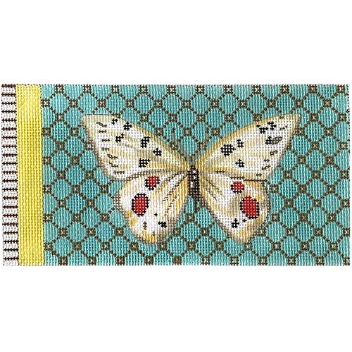 Butterfly White on Turquoise Eyeglass Case Painted Canvas Colors of Praise - 1