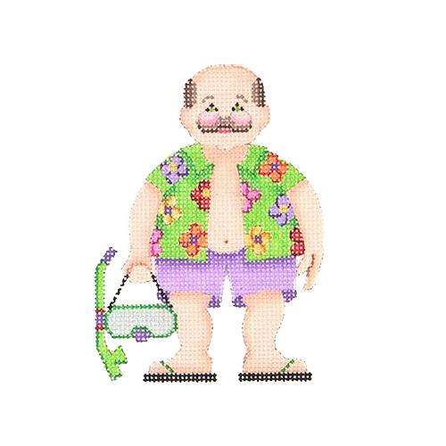 By the Sea Charlie the Beach Hunk in Hawaiian Shirt Painted Canvas Burnett & Bradley - 1