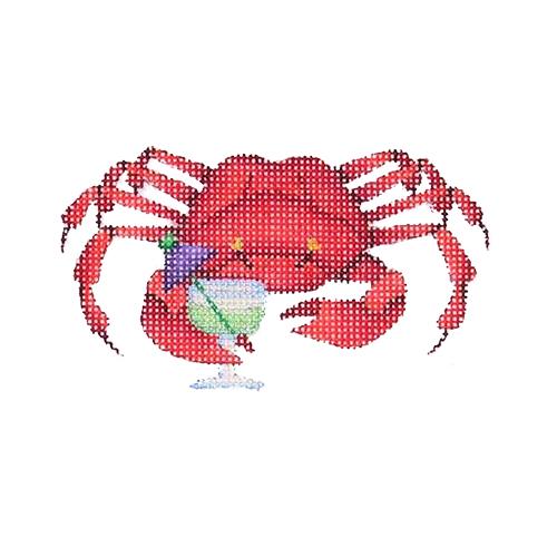 By the Sea Crab with Drink Painted Canvas Burnett & Bradley - 1