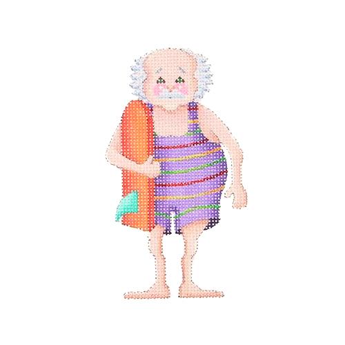 By the Sea Henry the Beach Hunk in Swimsuit Painted Canvas Burnett & Bradley - 1