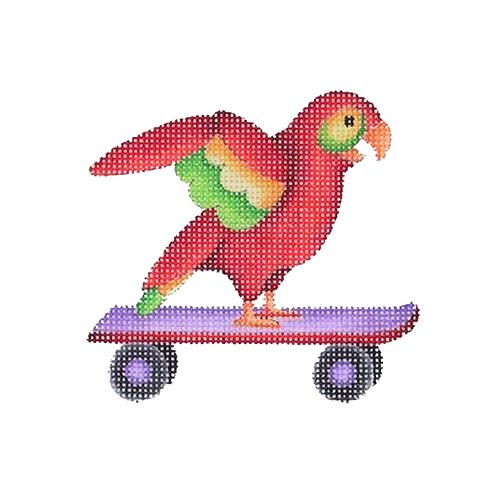 By the Sea Parrot on a Skateboard Painted Canvas Burnett & Bradley - 1