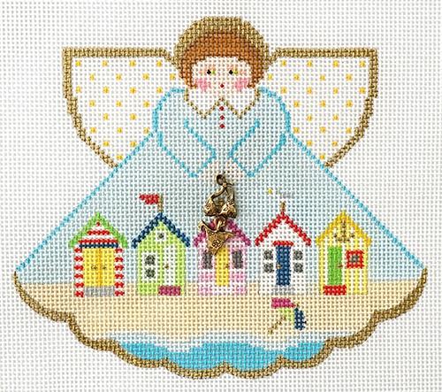 Angel ~ Cabana Beach Angel & Charms handpainted 18 mesh Needlepoint Canvas  by Painted Pony