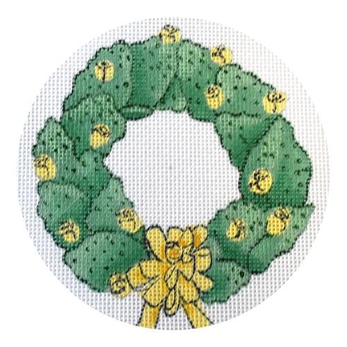 Cactus Wreath Small Painted Canvas Flower & Vine - 1