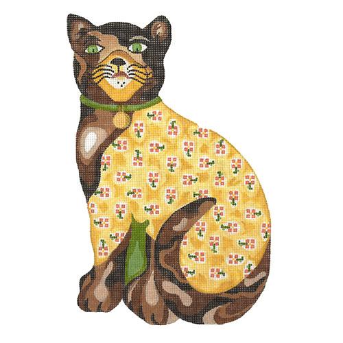 Calico Joe the Cat Painted Canvas The Plum Stitchery - 1