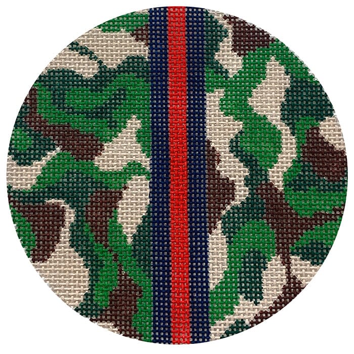 Camo 4" Round with Stripe Painted Canvas C'ate La Vie - 1
