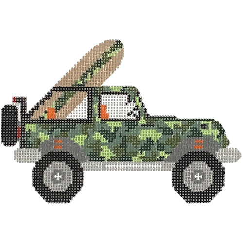 Camo Jeep Painted Canvas Wipstitch Needleworks - 1