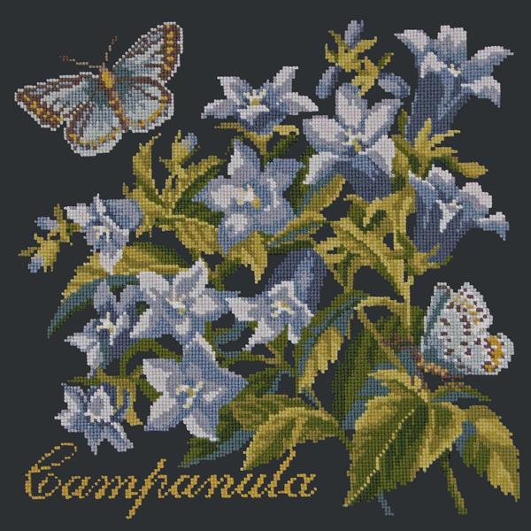 Campanula Needlepoint Kit Kits Elizabeth Bradley Design Black