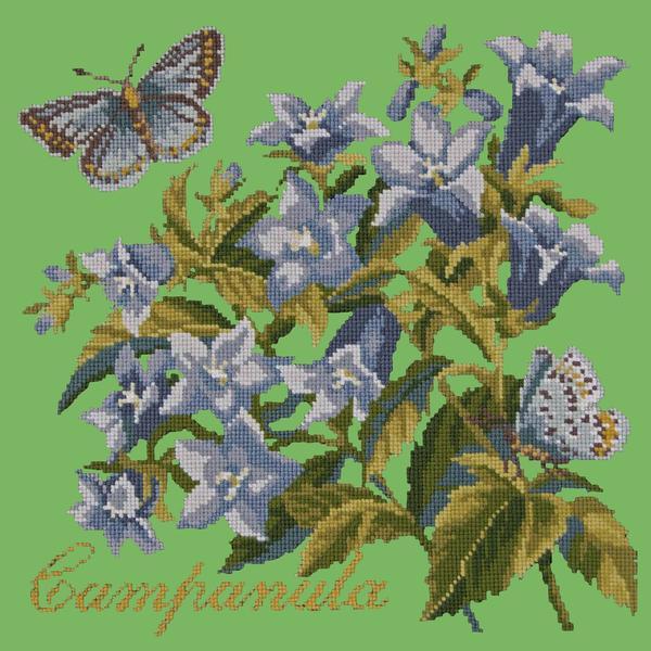 Campanula Needlepoint Kit Kits Elizabeth Bradley Design Grass Green