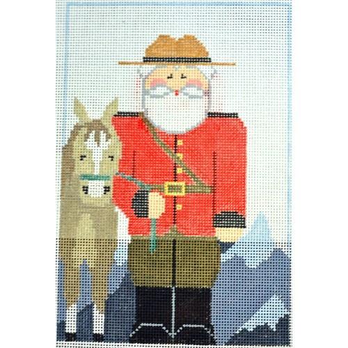 Canadian Mountie Santa Painted Canvas Kathy Schenkel Designs - 1