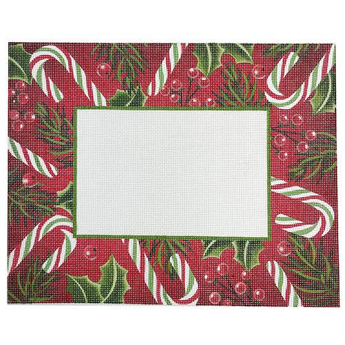 Candy Cane and Pine Frame Painted Canvas Pepperberry Designs