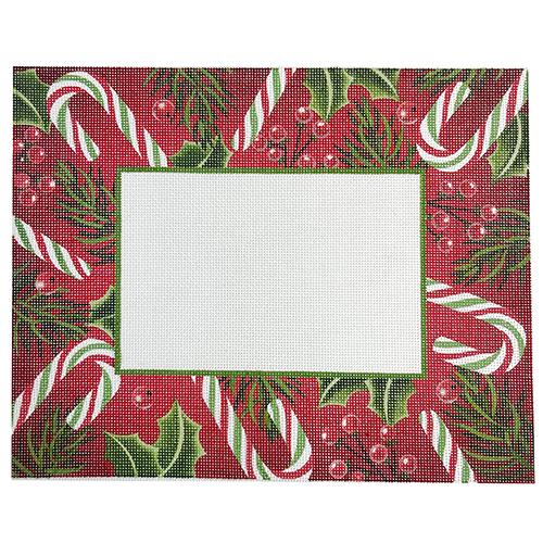 Candy Cane and Pine Frame Painted Canvas Pepperberry Designs 