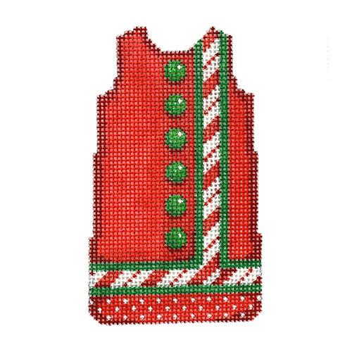 Candy Cane Border Mini Shift Painted Canvas Two Sisters Needlepoint - 1