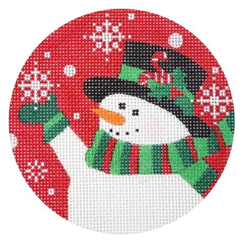 Candy Cane Snowman Ornament Painted Canvas Pepperberry Designs - 1
