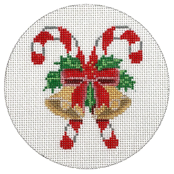 Candy Canes and Bell Painted Canvas Alice Peterson Company - 1